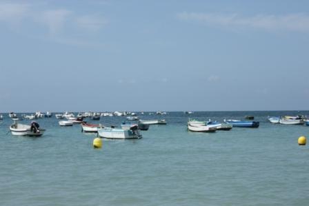 cadiz - boats off playa de la caleta.jpg